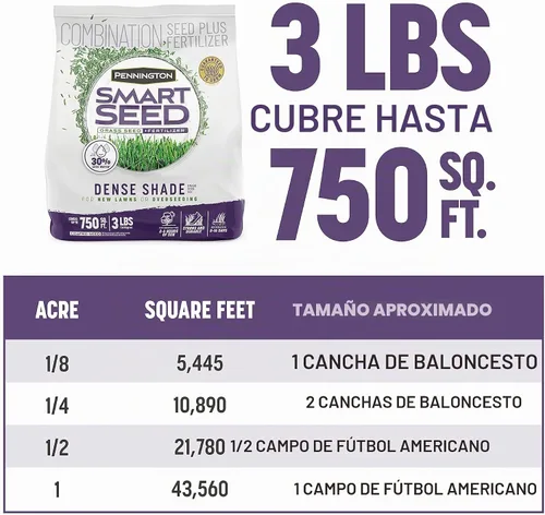 Vista 10 de Pennington Smart Seed - Mezcla de semillas de césped densas para césped, 3 libras