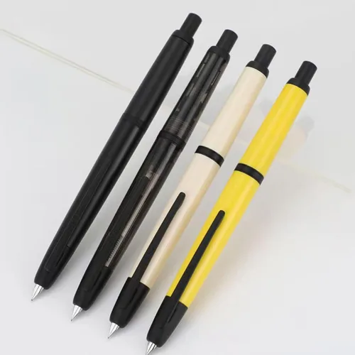Vista 2 de Jinhao - Pluma estilográfica retráctil de 20 presiones, punta extrafina con juego de convertidor de tinta (clip negro blanco)