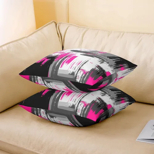 Vista 106 de Juego de 2 fundas de almohada abstractas de 16 x 16 pulgadas para niños, niñas, adolescentes, decoración de dormitorio, moderna a rayas, decoración