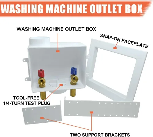 Vista 5 de TTFLEX - Caja de salida para lavadora 1/2" MIP/Sweat x 3/4" MHT, válvula de giro de 1/4 Washing Machine Valve Box, Lead-Free Brass Valves, CUPC
