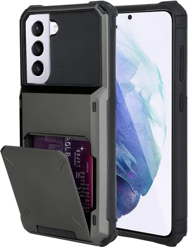 Vista 39 de Funda tipo cartera para Samsung Galaxy S22 con ranura para 2 tarjetas de crédito Funda a prueba de golpes Hybrid Heavy Duty Protection Armor Funda