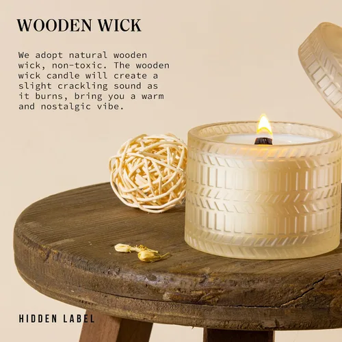 Vista 8 de Hidden Label Vela decorativa en frasco, rosa y sándalo + velas perfumadas de vainilla y coco, velas con mecha de madera