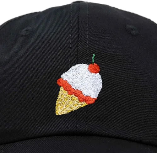 Vista 2 de DALIX - Gorra de béisbol de sarga de algodón con bordado de helado