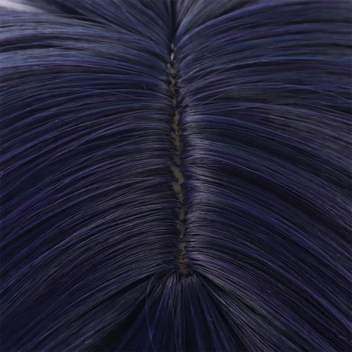 Vista 7 de XiongXiongLe Peluca de cosplay de Scaramouche azul para hombre, pelucas de repuesto de pelo corto y lacio + gorra para niños, juego Genshin Impact