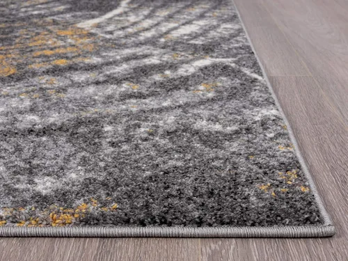 Vista 4 de Abani Laguna Collection - Alfombra contemporánea con anillo de árbol gris, amarillo y beige, 4 x 6 pies, estilo moderno de madera
