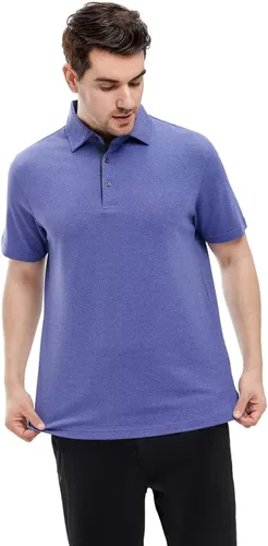 Vista 2 de VEBOON Men's Polo Shirts Long and Short Sleeve Cotton Blend Heather Moisture Wicking Casual Collared Shirts