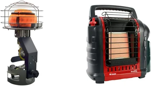 Vista 10 de Mr. Heater Paquete de Calentador de Propano Tank Top de 45,000 BTU 540° con Calentador de Propano Little Buddy de 3,800 BTU Seguro para Interiores