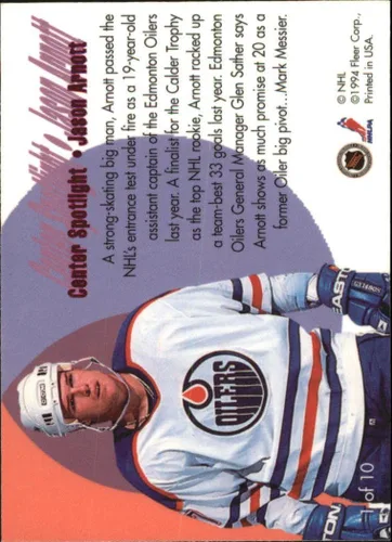 Vista 2 de 1994-95 Flair Center Spotlight #1 Jason Arnott NHL Hockey Trading Card