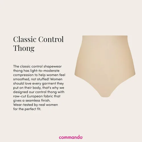 Vista 3 de commando - Tanga de control clásico Tanga suave y sedosa que no se ve Cómodos bordes de corte crudo Lavable a máquina Beige