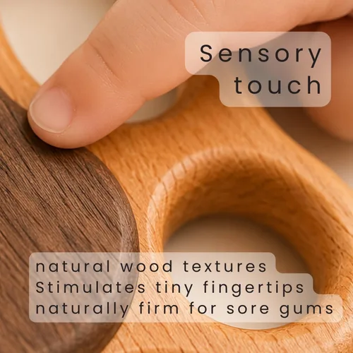 Vista 6 de Sonajero de madera para bebés de 0 a 6 y 6 a 12 meses, juguete natural Montessori, sonajero de sonido tranquilo para niños y niñas recién nacidos
