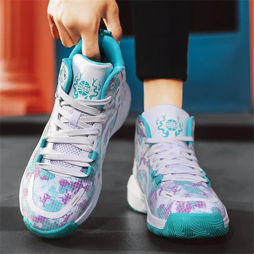 Vista 5 de DAYUMKOU Zapatos de baloncesto para hombres y mujeres, transpirables, zapatos de voleibol, antideslizantes, para exteriores, a la moda, tenis