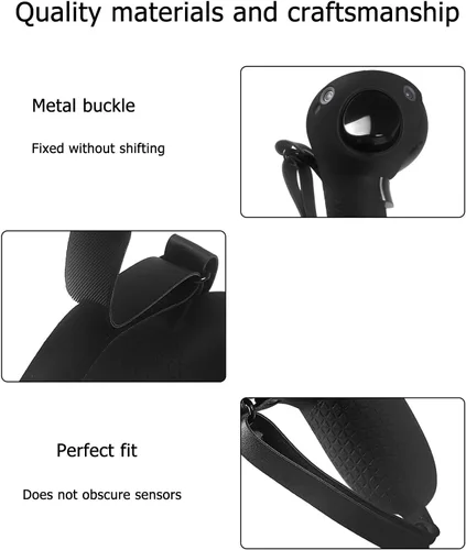 Vista 6 de Silicone Grip Cover for Meta Quest Pro, Protector Cover Compatible with Meta Quest Pro Accessories Touch Controller Grips with Knuckle Straps (Black)