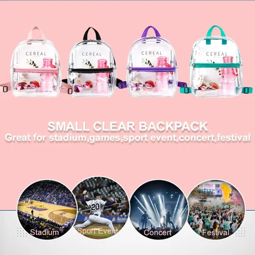 Vista 14 de Keepcross Mochila transparente de 12 x 6 x 12 pulgadas para eventos de estadio, bolsa transparente para estadios, eventos deportivos, festivales
