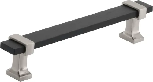 Vista 16 de Amerock Overton - Tirador para gabinete de 96 mm de centro a centro en acabado negro mate cepillado/bronce champán, BP36681BMBCZ