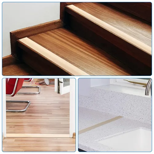 Vista 7 de Tira de transición de piso autoadhesiva, tira de cubierta de piso laminado plano Tira divisora plana de vinilo de 2 pulgadas de ancho, diseño