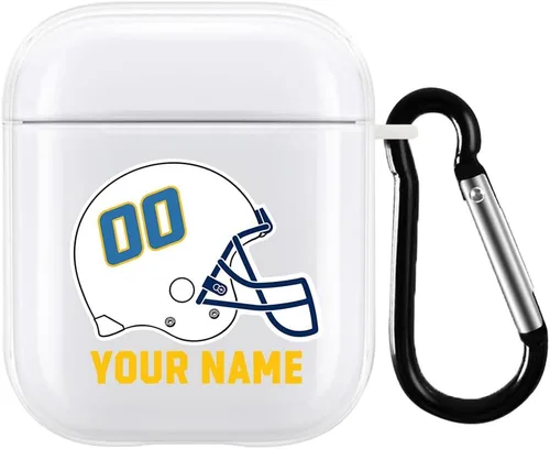 Vista 13 de Funda de casco de fútbol con nombre y número para Apple AirPods de 2ª y 1ª generación, regalo personalizado para fanáticos de los deportes de Arizona