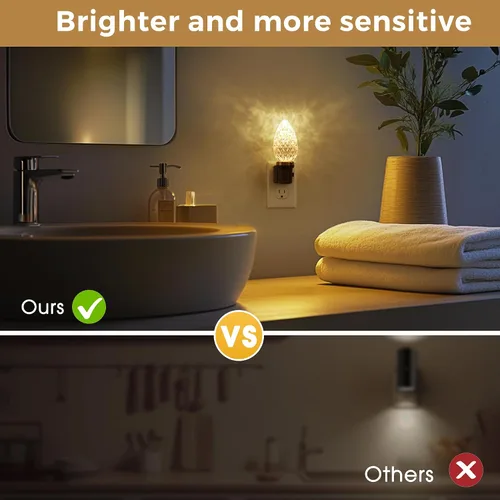 Vista 6 de L LOHAS LED - Luz nocturna LED, luces nocturnas LED enchufables en la pared, luz nocturna regulable con sensor de luz automático, 3000K blanco