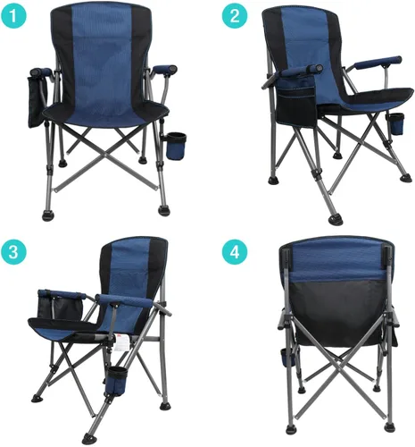 Vista 6 de Silla de Campamento para Adultos de Servicio Pesado, Sillas Portátiles para Patio y Césped al Aire Libre, Soporta 350 Libras, Respaldo Alto
