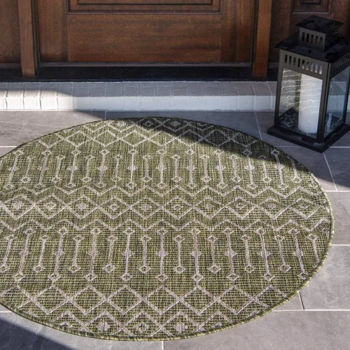 Vista 12 de Unique Loom Outdoor Trellis Collection - Alfombra de área con diseño de enrejado tribal (2 pies 2 pulgadas x 3 pies 1 pulgada, ovalada, azul/marfil)