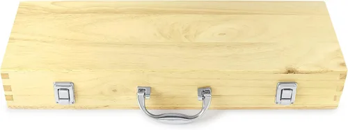 Vista 8 de Makerflo Juego de accesorios para parrilla de barbacoa, caja de herramientas de madera de arce, utensilios de acero inoxidable con guantes, kit