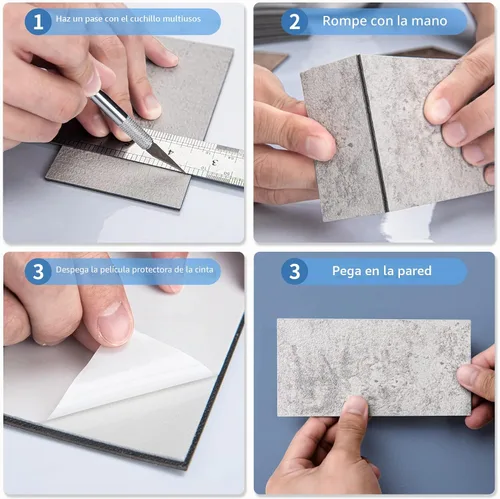 Vista 7 de Art3d Paquete de 102 protectores contra salpicaduras para despegar y pegar Piedra natural blanca