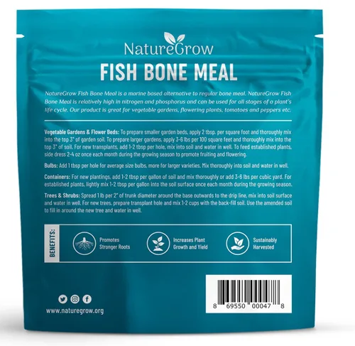 Vista 2 de Fertilizante de harina de huesos de pescado-6-14-0 Fuente de alimento vegetal natural de nitrógeno y fósforo para jardinería orgánica (3 libras)