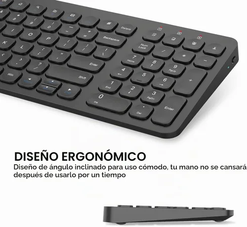 Vista 4 de Cimetech - Juego de teclado y mouse inalámbricos compactos de tamaño completo, teclas de menos ruido, 2.4 G, diseño ultradelgado y elegante