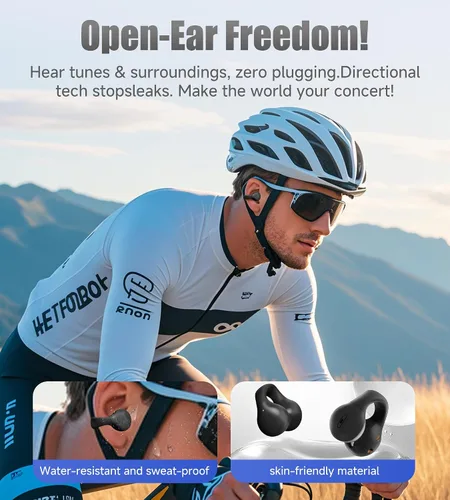Vista 5 de King Lucky i21 Auriculares Inalámbricos Bluetooth de Oreja Abierta con Clip, con Micrófono, Cancelación de Ruido, Resistentes al Agua IPX4