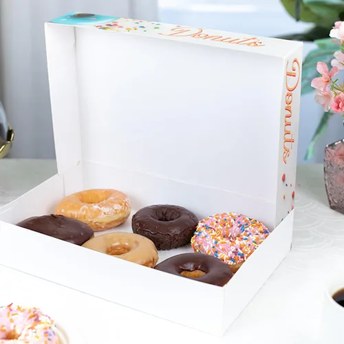 Vista 4 de Southern Champion Tray 12123 Caja de donas impresa para panadería, deliciosa impresa, productos horneados, fiestas, cumpleaños, celebraciones