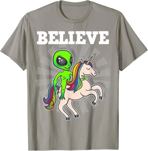 Vista 38 de Believe Space Alien Riding Unicorn - Camiseta de regalo divertida, Negro, S