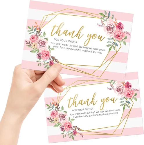 Vista 8 de 50 tarjetas de agradecimiento grandes de 4 x 6 in – Tarjetas postales Kraft a granel de compra para apoyar las compras de clientes de pequeñas
