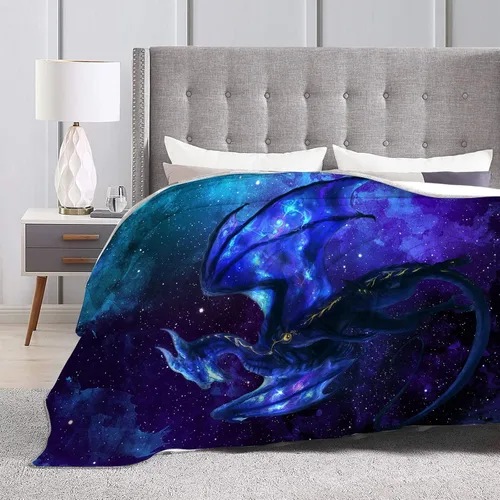 Vista 5 de Tijuboni Manta de dragón para niños y hombres, manta espacial de dragón para niños y adultos, manta de vellón ultrasuave y acogedora para sofá