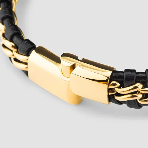 Vista 9 de SERASAR Premium Genuine Leather Bracelet Steel for Men in Black Magnetic Stainless Steel Clasp in Black, Silver and Gold Exclusive Jewelry Box