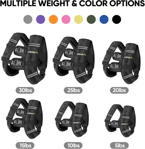 Vista 3 de APEXUP - Chaleco con peso de 5, 10, 15, 20, 25 y 30 libras para hombre y mujer, con rayas reflectantes, equipo para entrenamiento de fuerza y correr