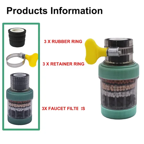 Vista 2 de Paquete de 3 filtros de montaje en grifo, purificador de filtración de grifo de cocina para cocina, filtro de agua para el hogar y baño con carbón