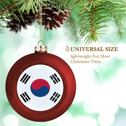Vista 3 de Adorno de bola de Navidad de Corea del Sur, bandera de las naciones, adorno de bola de bandera de Corea del Sur, recuerdo colgante para Navidad