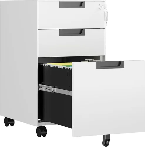 Vista 7 de Archivador de 2 cajones con cerradura, archivadores metálicos para oficina en casa, gabinete pequeño vertical negro para oficina en casa, archivador