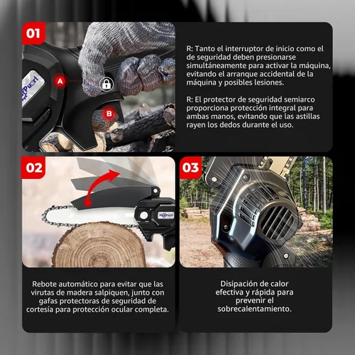 Vista 7 de Mini motosierra inalámbrica, 4 y 6 pulgadas motosierra eléctrica Funciona con pilas, de mano, 2 baterías y cargador, corte de madera para cortar
