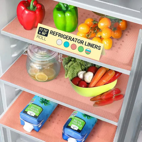 Vista 25 de Revestimientos para estantes de refrigerador (paquete de 8) de Linda’s Essentials - Forro para estantes o cajones sin adhesivo, alfombrillas