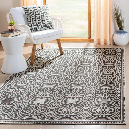 Vista 10 de SAFAVIEH Alfombra lavable para exteriores Linden Collection - 4 x 6 pies, aguamarina y crema, no desprende pelusa y fácil de limpiar, ideal