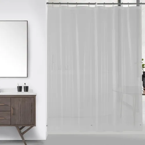 Vista 13 de Downluxe - Forro de cortina para regadera de 72x72 - PEVA transparente. Calibre 3, calibre 8, esmerilado ligero, impermeable, inodoro con orificios