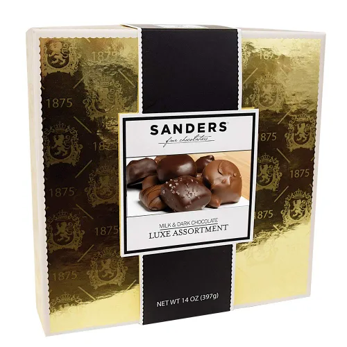Vista 8 de Sanders Mini bocados de chocolate oscuro con sal marina y caramelo, 3.75 onzas, bolsa resellable