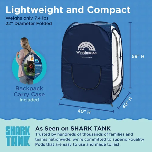 Vista 8 de WeatherPod® Pop-Up Sports Tent 1-2 Person – Instant Setup MyPod™ Original Shark Tank All-Weather Shelter for Outdoor Sports, Rain, Wind & Cold