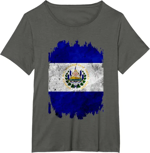 Vista 15 de Camiseta con bandera de El Salvador de El Salvador con diseño de bandera de El Salvador, Negro, S