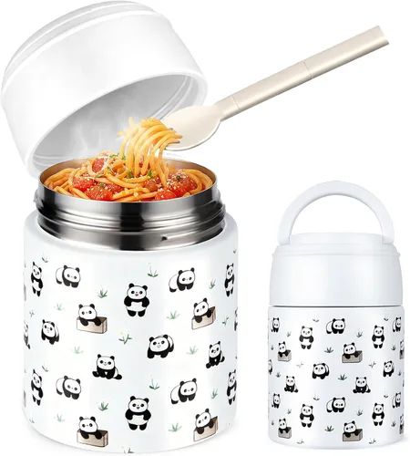 Vista 11 de Termo de sopa de 10 onzas para comida caliente para niños, tarro de comida aislado con cuchara boca ancha, recipiente de almuerzo de acero