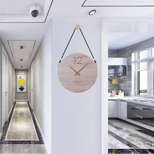 Vista 7 de Reloj de pared para dormitorio, reloj de pared de madera, funciona con pilas, redondo de 12 pulgadas, fácil de leer, decoración de pared, decoración