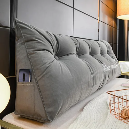 Vista 10 de Almohada de cabecera con cuña para lectura, respaldo de vellón, almohada de descanso de lectura, cojín triangular grande para la espalda, almohada