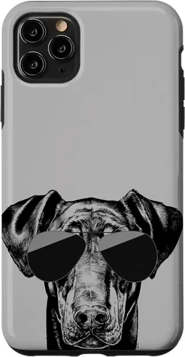 Vista 4 de iPhone 12 mini Doberman Pinscher Dog con funda para gafas de sol