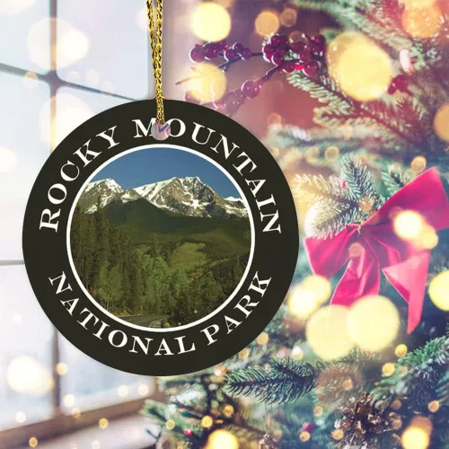 Vista 4 de Adornos de cerámica Parque Nacional de las Montañas Rocosas Adornos Colgantes Decorativos Adornos Personalizados Adorno de Navidad Recuerdo