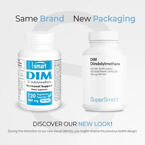 Vista 2 de Supersmart - Suplemento DIM de 400 mg por día (diindolilmetano) - Equilibrio natural para hombres y mujeres Sin OMG y sin gluten - 120 cápsulas